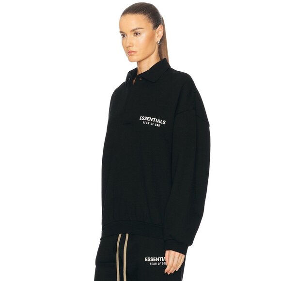 Fear of God ESSENTIALS Fleece Polo in Black Small New Womens Sweatshirt Pullover - Picture 3 of 15